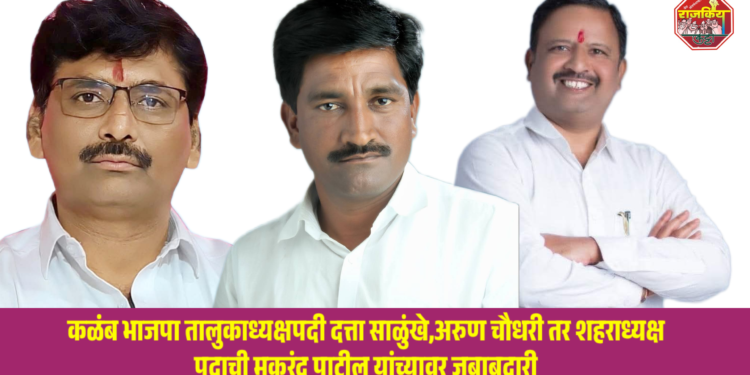 कळंब भाजपा तालुकाध्यक्षपदी दत्ता साळुंखे,अरुण चौधरी तर शहराध्यक्ष पदाची मकरंद पाटील यांच्यावर जबाबदारी